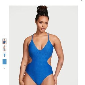 Victoria's Secret XL Blue One-Piece Swimsuit with Plunging V-Neck